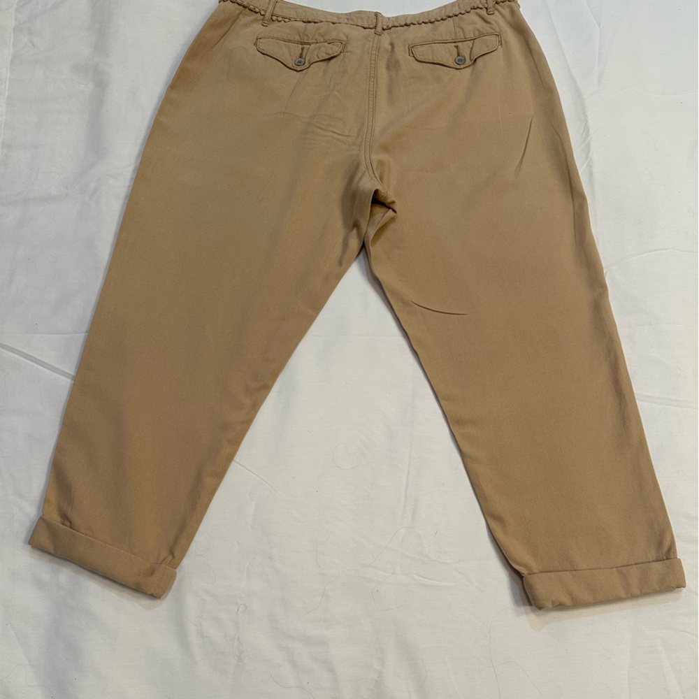 Nine West Jeans Tan Linen Rayon Boho Cropped Pants Sz 10 - Picture 4 of 8